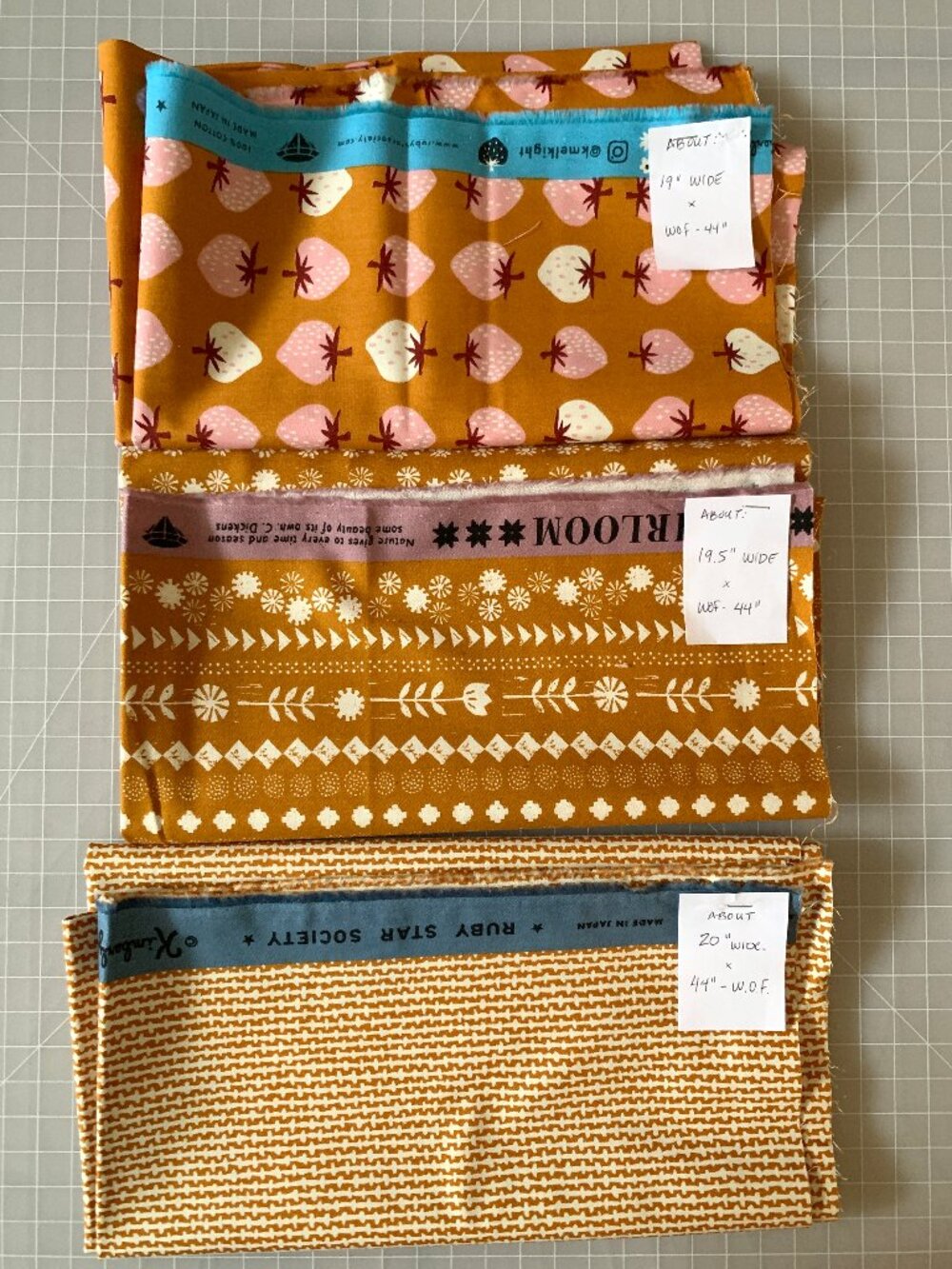 Bundle of Ruby Star Society Fabrics - Ochre